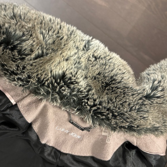 Calvin Klein Grey Coat - Faux Fur - Picture 4 of 5